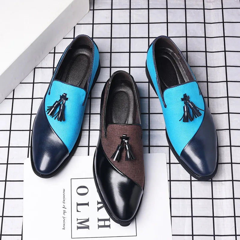 Men Dress Shoes New Casual Leather Shoes Men Business Dress Leather Shoes Trend Versatile  Loafers  Pointed Toe Slip-On