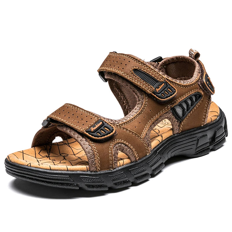 Brand Classic Mens Sandals Summer Genuine Leather Sandals Men Outdoor Casual Lightweight Sandal Fashion Men Sneakers Size