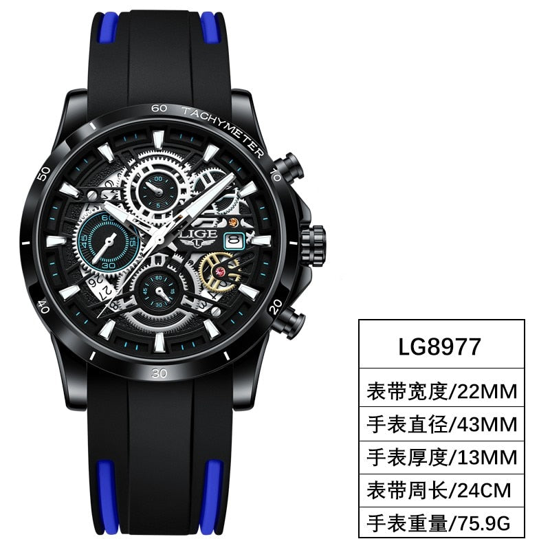 Men Watches Top Brand Stainless Steel Hollow Sports Waterproof Quartz Watch Men Military Wristwatch Relogio Masculino