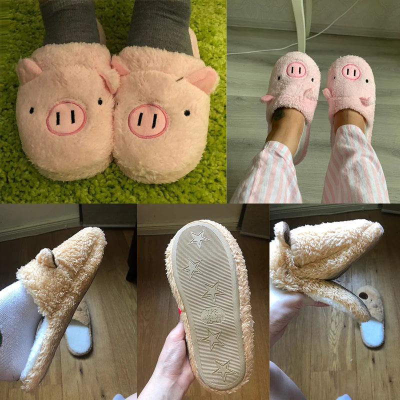 Winter Women's Slipper Home Shoes For Women Chinelos Pantufas Adulto Fashion Lovely Bear Pig Indoor House Slippers