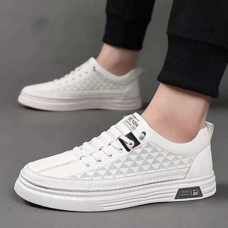 High Quality Men Leather Shoes Summer Comfortable Sneakers Fashion Designer Men Shoes Soft Leather Versatile Skateboard Shoes