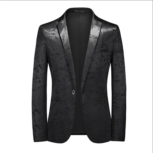 New Men Business Social Summer Single breasted Thin Dress Jacquard Blazers black, Asian 4XL (Eur XL), CHINA