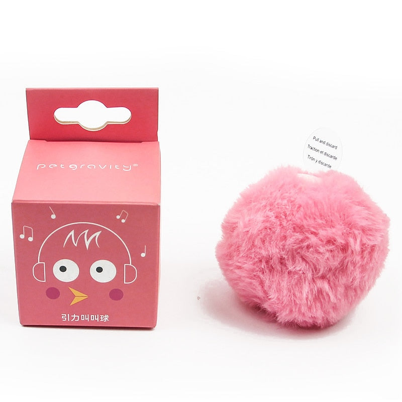 New Funny Cat Ball Cat Toys  Interactive Cutton Ball Call Ball Sound Molar Self-heyrelieve Boredom Kitten Pet Cat Supplies Plus fleece pink