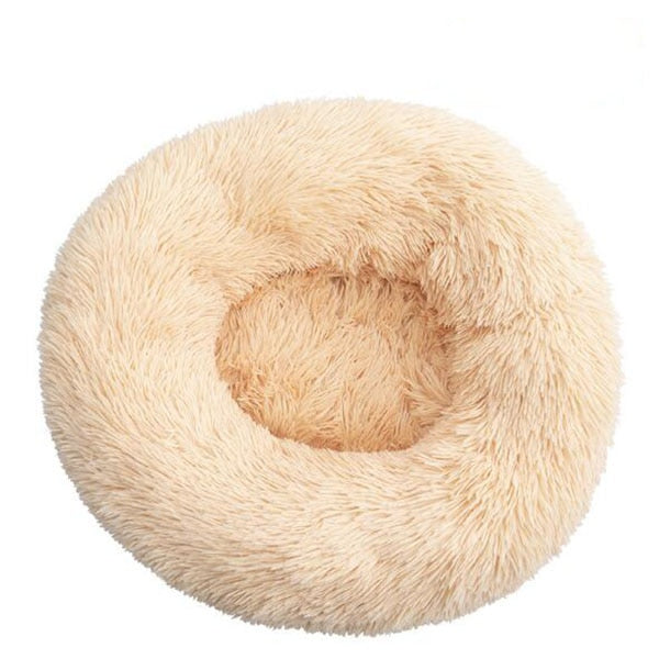 Lit rond en peluche doux pour animal de compagnie chat et chien, panier en fourrure, pour la maison, couchage douceur des animaux, pour petits chiots et chatons, parfait en hiver Beige, 30CM