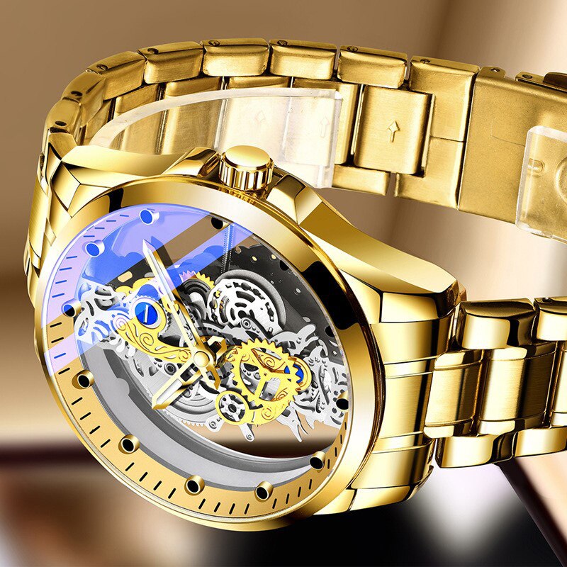 Watch Men Skeleton Automatic Mechanical Watch Gold Skeleton Vintage Man Watch Mens Watches