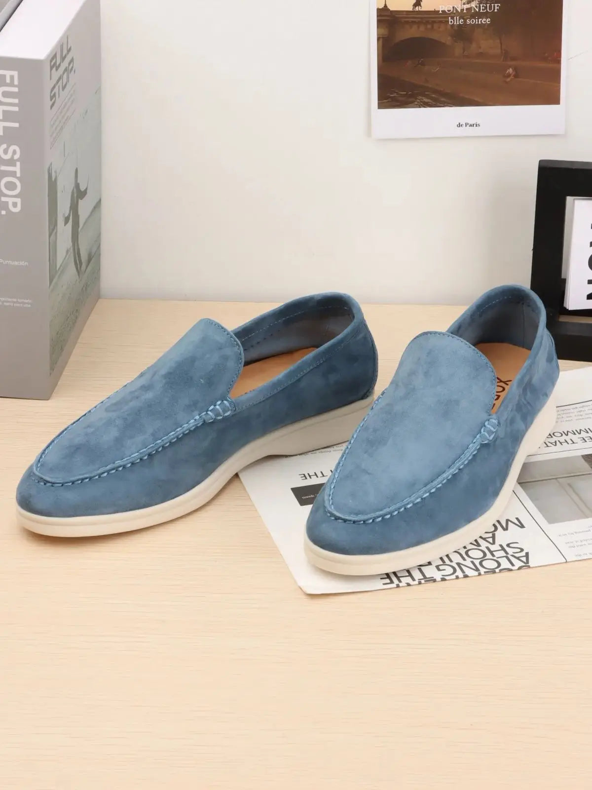 Italian leather flat shoes Designer style Women classic LP Suede Loafers Fashion flat comfort soft