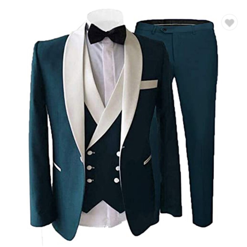 New Tailor Made Royal Blue Men Suit Groom Tuxedos Peak Lapel Best Man Suits Mens Wedding Suits (Jacket+Pants+Vest) As Picture Color, XS