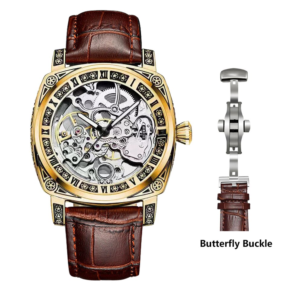 New Men Authentic Brand Carved Watches Fully Automatic men watches Hollowed Seagull Mechanical Watches luxury MAN WATCH