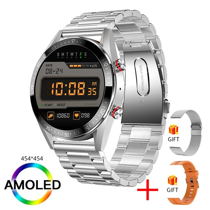 New 454*454 Screen Smart Watch Always Display The Time Bluetooth Call Local Music Smartwatch For Mens Android TWS Earphones