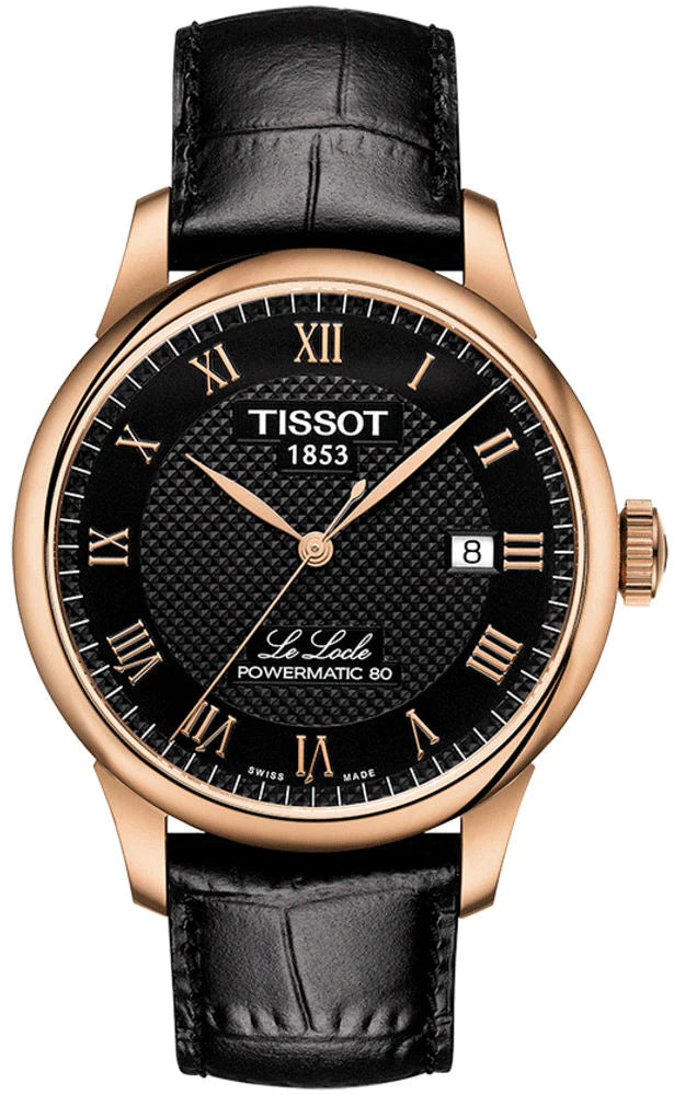 TISSOT LE LOCLE POWERMATIC 80 - T006.407.36.053.00 Black Face Leather Luxury Watch For Men