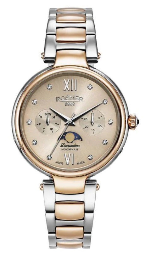 ROAMER MOON PHASE TWO TONE LUXURY WATCH FOR WOMEN