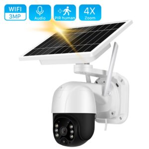 New 3MP Wifi Solar Camera Outdoor PIR Human Detection Wireless PTZ Camera 30M Color Night Vision 2-Way Audio Home Security IP Camera