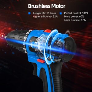 New Brushless Electric Drill 20V/21V 40NM/45NM Cordless Driller Driver Screwdriver Li-ion Battery Electric Power Drill
