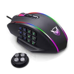 New PICTEK PC306 16000DPI RGB Gaming Mouse For MMO Games 20 Programmable Button Optical Sensor RGB Backlight Ergonomic Computer Mice