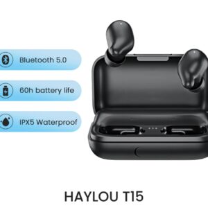 New HAYLOU T15 Earbuds 2200 mAh Touch Control Wireless Headphones HD Stereo Noise Solution Bluetooth Earphones With Battery Level Display