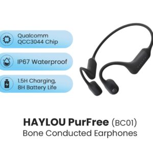 New HAYLOU PurFree BC01 Earphone Bone Conduction Headphones Qcc3044 V5.2 Bluetooth Earphones IP67 Waterproof Protect Hearing Sports Headset
