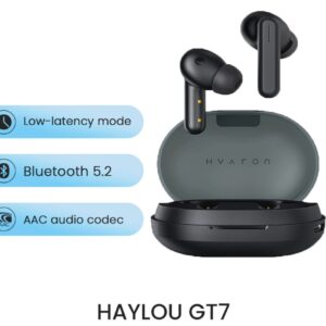 New HAYLOU GT7 wireless Earphones Black Bluetooth 5.2 TWS AAC Gamer Call Noise Cancellation Low latency Earphone