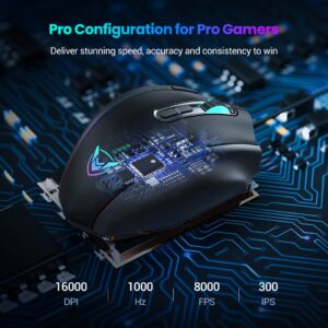 New PICTEK PC306 16000DPI RGB Gaming Mouse For MMO Games 20 Programmable Button Optical Sensor RGB Backlight Ergonomic Computer Mice