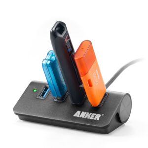 New Anker USB 3 Hub 4 Port Portable Aluminium USB Hub with 2 Foot USB 3.0 Cable Carbon