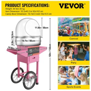VEVOR Electric Cotton Candy Machine Commercial Sugar Candy Floss Maker Temperature Controls for Party Festival Carnival Home DIY