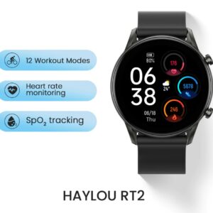 New HAYLOU RT2 smartwatch Custom watch face Blood oxygen monitor 12 Sport Models Heart Rate Monition Sleep monitor IP68 Waterproof