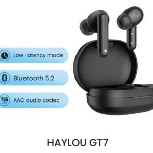 New HAYLOU GT7 Wireless Earphone TWS Earphone Bluetooth 5.2 TWS Earbuds AAC Audio Codec Low latency AI Call Noise Cancellation APP