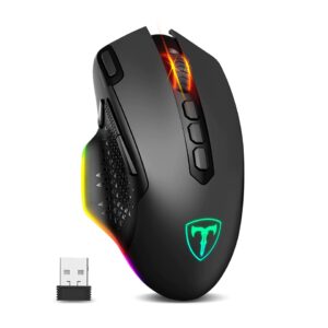 New PICTEK Wireless Mouse Rechargeable Ergonomic Gaming Mouse with 10 Programmable Buttons RGB Backlit 10000 DPI Mice for PC Gamer