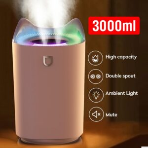 New 3L Air Humidifier Essential Oil Aroma Diffuser Double Nozzle With Colourful LED Light Ultrasonic Humidifiers Aromatherapy Diffuser