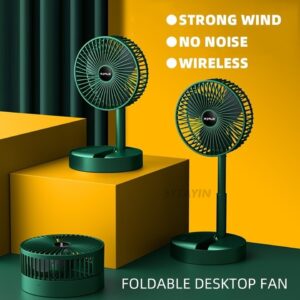 New 2 In 1 Foldable Telescopic Fan 3 Gear Portable Fan Usb Rechargeable Mini Folding Telescopic Low Noise Fan for Outdoor Household
